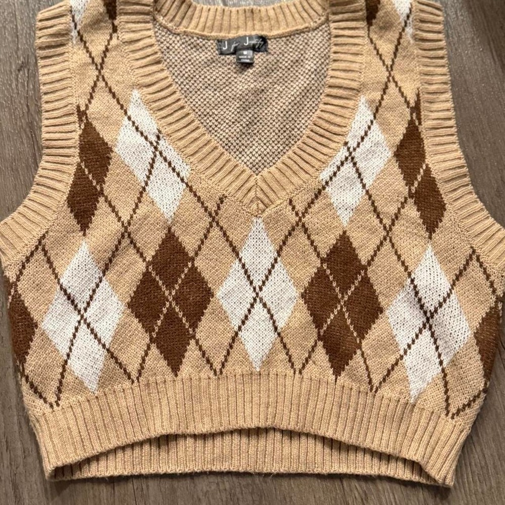 Vintage y2k 2000s brown & tan argyle sweater vest
